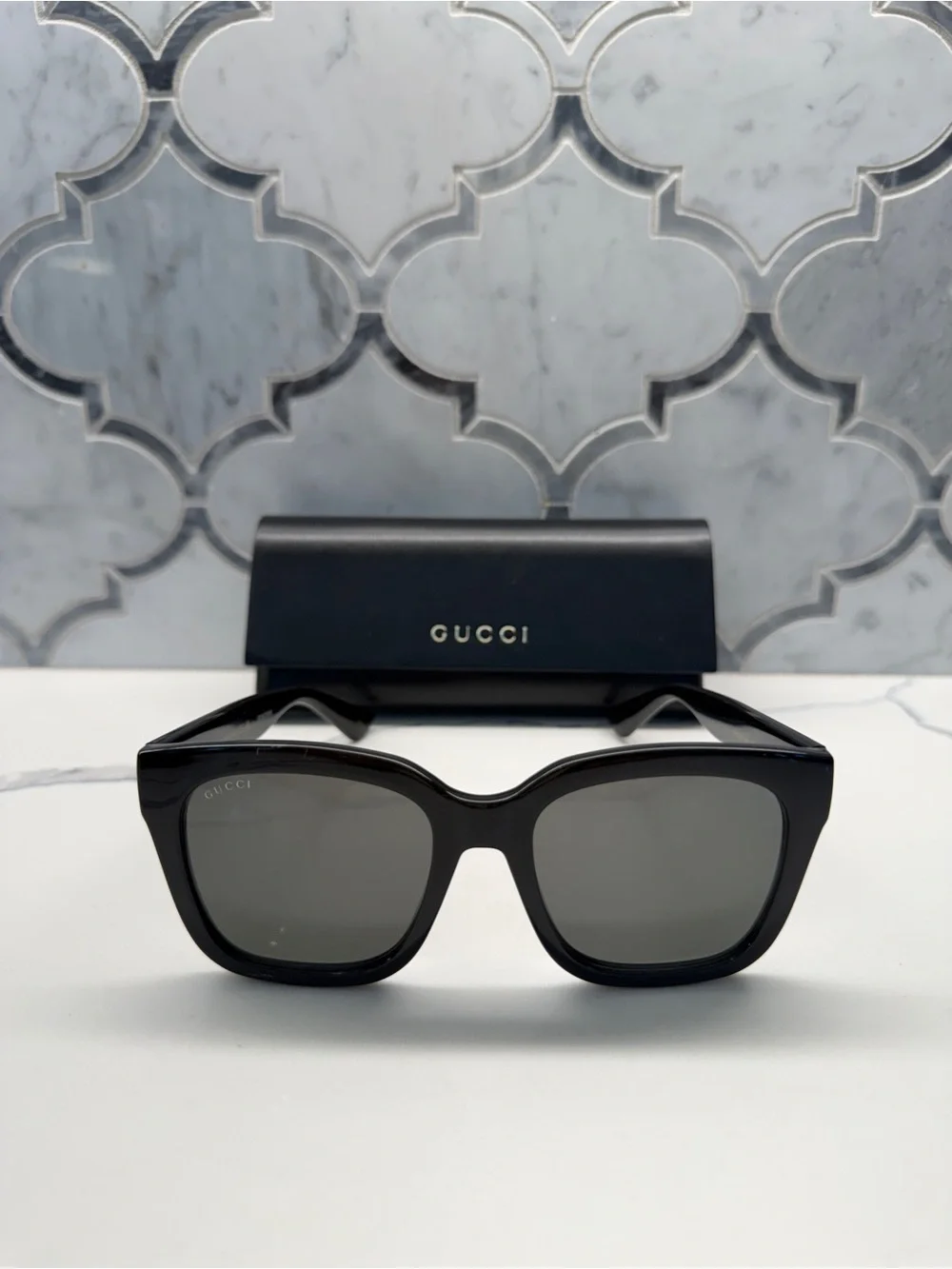Gucci Black Women's Oversized Cat-Eye Sunglasses